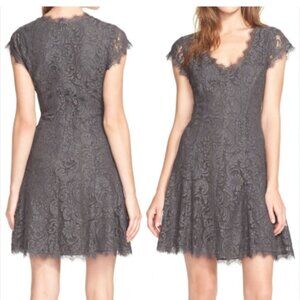 Joie Dress Womens 6 Gray Steel Eshe C Lace Short Sleeve Fit Flare New Tags
